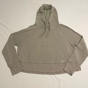 Taupe Green Cropped Hooded Sweatshirt